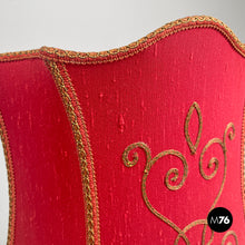 Load image into Gallery viewer, Table lamp with red fabric shade, 1950s
