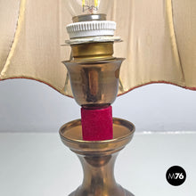 Load image into Gallery viewer, Table lamp with red fabric shade, 1950s