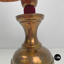 Load image into Gallery viewer, Table lamp with red fabric shade, 1950s