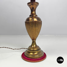 Load image into Gallery viewer, Table lamp with red fabric shade, 1950s