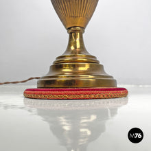 Load image into Gallery viewer, Table lamp with red fabric shade, 1950s