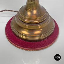 Load image into Gallery viewer, Table lamp with red fabric shade, 1950s