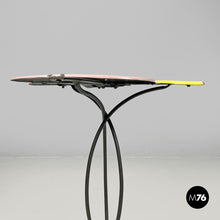Load image into Gallery viewer, Pink lilac and yellow enamel wrought iron coffee table, 1950s