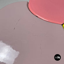 Load image into Gallery viewer, Pink lilac and yellow enamel wrought iron coffee table, 1950s