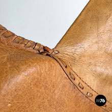 Charger l'image dans la galerie, Brown leather swivel chairs with wheels, 1950s