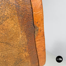 Charger l'image dans la galerie, Brown leather swivel chairs with wheels, 1950s