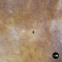 Charger l'image dans la galerie, Brown leather swivel chairs with wheels, 1950s