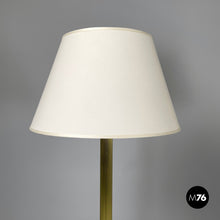 画像をギャラリービューアに読み込む, Round floor lamps in white fabric and brass by Lam Bologna, 1960s