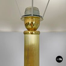 画像をギャラリービューアに読み込む, Round floor lamps in white fabric and brass by Lam Bologna, 1960s