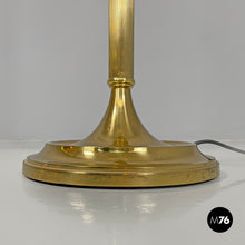 画像をギャラリービューアに読み込む, Round floor lamps in white fabric and brass by Lam Bologna, 1960s