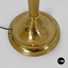 画像をギャラリービューアに読み込む, Round floor lamps in white fabric and brass by Lam Bologna, 1960s