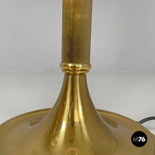 画像をギャラリービューアに読み込む, Round floor lamps in white fabric and brass by Lam Bologna, 1960s