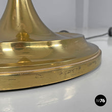 画像をギャラリービューアに読み込む, Round floor lamps in white fabric and brass by Lam Bologna, 1960s