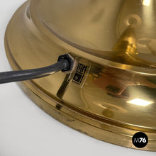 画像をギャラリービューアに読み込む, Round floor lamps in white fabric and brass by Lam Bologna, 1960s