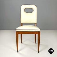 画像をギャラリービューアに読み込む, White leather and wood chairs by Giovanni Gariboldi, 1940s