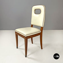 画像をギャラリービューアに読み込む, White leather and wood chairs by Giovanni Gariboldi, 1940s