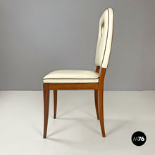 画像をギャラリービューアに読み込む, White leather and wood chairs by Giovanni Gariboldi, 1940s