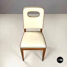 画像をギャラリービューアに読み込む, White leather and wood chairs by Giovanni Gariboldi, 1940s