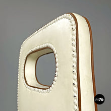 画像をギャラリービューアに読み込む, White leather and wood chairs by Giovanni Gariboldi, 1940s