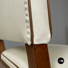 画像をギャラリービューアに読み込む, White leather and wood chairs by Giovanni Gariboldi, 1940s