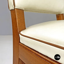画像をギャラリービューアに読み込む, White leather and wood chairs by Giovanni Gariboldi, 1940s
