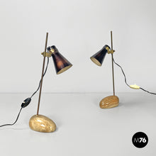 Carica l'immagine nel visualizzatore di Gallery, Brass and onyx table lamps LTA1 Sasso by Luigi Caccia Dominioni for Azucena, 1950