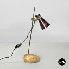 Carica l'immagine nel visualizzatore di Gallery, Brass and onyx table lamps LTA1 Sasso by Luigi Caccia Dominioni for Azucena, 1950