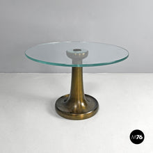 画像をギャラリービューアに読み込む, Coffee table in brass and glass by Luciano Frigerio for Frigerio, 1980s