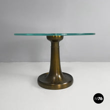 画像をギャラリービューアに読み込む, Coffee table in brass and glass by Luciano Frigerio for Frigerio, 1980s