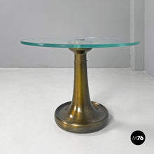 画像をギャラリービューアに読み込む, Coffee table in brass and glass by Luciano Frigerio for Frigerio, 1980s