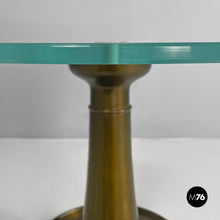 画像をギャラリービューアに読み込む, Coffee table in brass and glass by Luciano Frigerio for Frigerio, 1980s