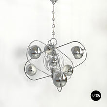画像をギャラリービューアに読み込む, Atom shaped ceiling lamp in chromed metal, 1970s