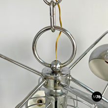 画像をギャラリービューアに読み込む, Atom shaped ceiling lamp in chromed metal, 1970s