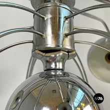 画像をギャラリービューアに読み込む, Atom shaped ceiling lamp in chromed metal, 1970s