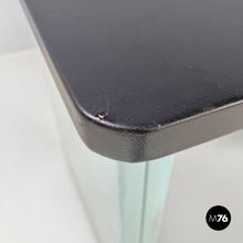 画像をギャラリービューアに読み込む, Desk in light blue metal and black leather top, 1960s