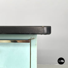 画像をギャラリービューアに読み込む, Desk in light blue metal and black leather top, 1960s