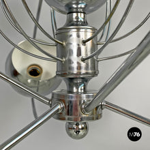 画像をギャラリービューアに読み込む, Atom shaped ceiling lamp in chromed metal, 1970s