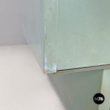 画像をギャラリービューアに読み込む, Desk in light blue metal and black leather top, 1960s