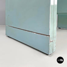 画像をギャラリービューアに読み込む, Desk in light blue metal and black leather top, 1960s