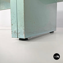 画像をギャラリービューアに読み込む, Desk in light blue metal and black leather top, 1960s