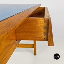 画像をギャラリービューアに読み込む, Light blue laminate and solid wood desk, with drawer, 1960s
