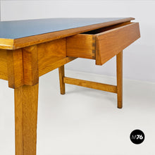 画像をギャラリービューアに読み込む, Light blue laminate and solid wood desk, with drawer, 1960s