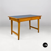 画像をギャラリービューアに読み込む, Light blue laminate and solid wood desk, with drawer, 1960s