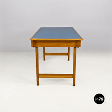 画像をギャラリービューアに読み込む, Light blue laminate and solid wood desk, with drawer, 1960s