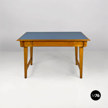 画像をギャラリービューアに読み込む, Light blue laminate and solid wood desk, with drawer, 1960s