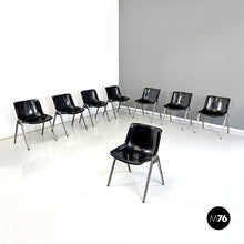 将图片加载到图库查看器,Black chairs Modus SM 203 by Osvaldo Borsani for Tecno, 1980s