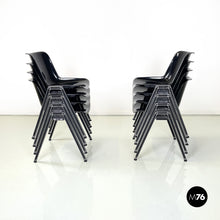 将图片加载到图库查看器,Black chairs Modus SM 203 by Osvaldo Borsani for Tecno, 1980s