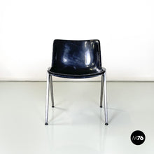 将图片加载到图库查看器,Black chairs Modus SM 203 by Osvaldo Borsani for Tecno, 1980s