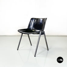 将图片加载到图库查看器,Black chairs Modus SM 203 by Osvaldo Borsani for Tecno, 1980s