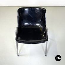 将图片加载到图库查看器,Black chairs Modus SM 203 by Osvaldo Borsani for Tecno, 1980s